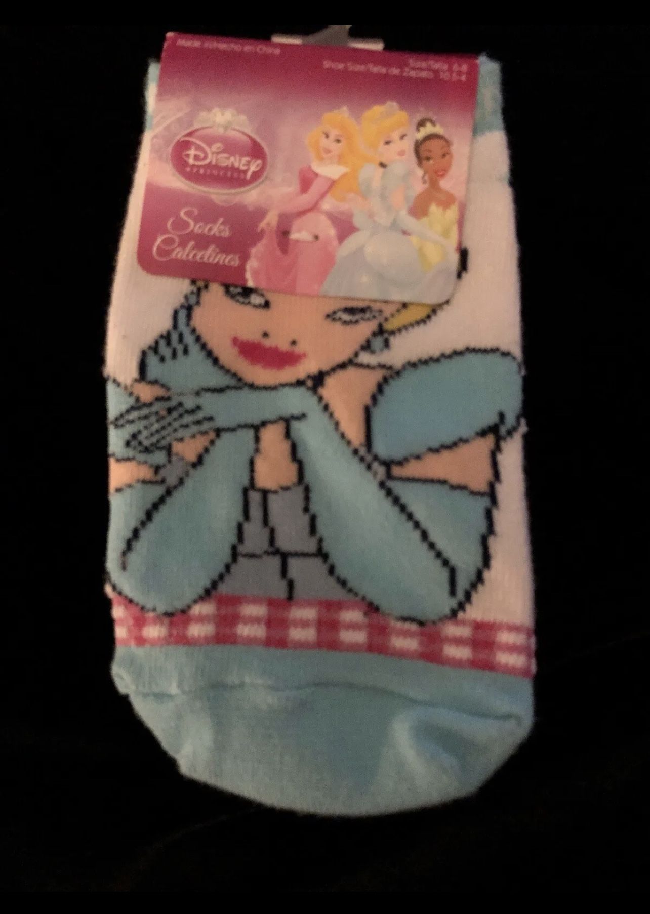 DISNEY CINDERELLA Ankle No Show Socks Calcetines Girls Size 6-8