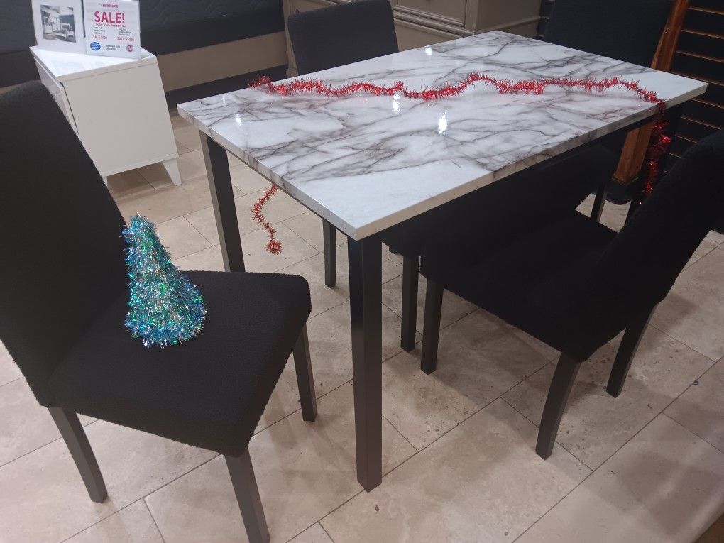 *Black Friday Now!!!*---Space-Saving Tedd Black Dining Table Sets W/4 Chairs---Delivery/$10 Down FinancingðŸ¤