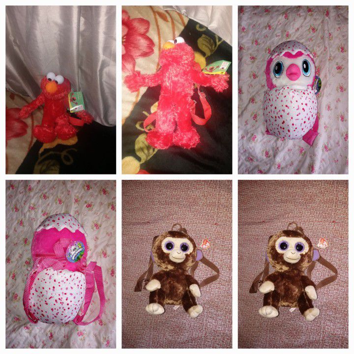 Elmo, Hatchimals, Or Ty Backpack Each $15