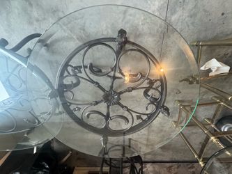 Elegant Wrought Iron Glass Coffee Table & End Table Set