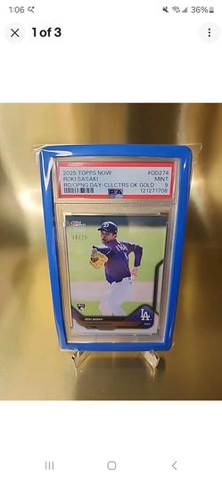 2025 Topps Now Road to Opening Day Gold Foil Roki Sasaki RC /25 Dodgers PSA 9