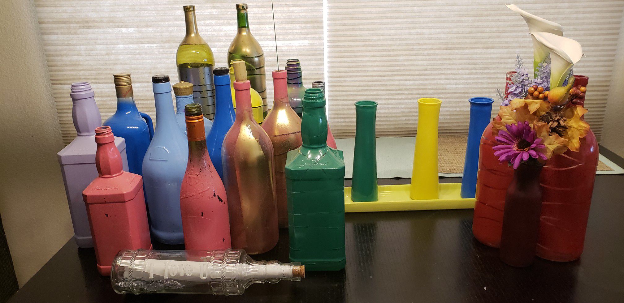 Glass painted bottles