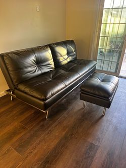 Leather futon sofa