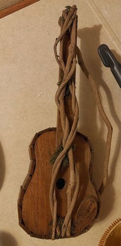 Wood birdhouse guitar