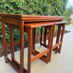 Mid Century Modern Teak Triform Nesting Tables