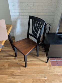 Wooden dining chairs (two)