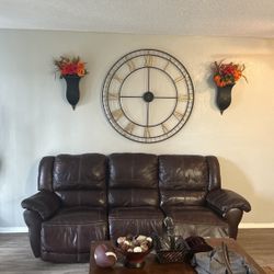 Brown Leather Recliner  Couch 