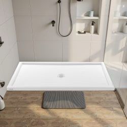 475*Shower Pan, 60″ L x 32″ W Single Threshold Shower Base, Rectangle Acrylic & PVC Showering Base in White, Slip-Resistant Showering Pan Bases with D
