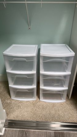 Two white clear plastic storage drawer organizer like new