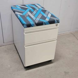 Metal File Cabinet With Key On Casters. Padded Top