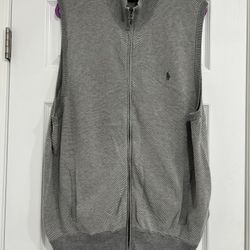 POLO 100% Cotton Zipper Cardigan Vest Mens Stand Collar Zipper Sweater Vest Sleeveless 