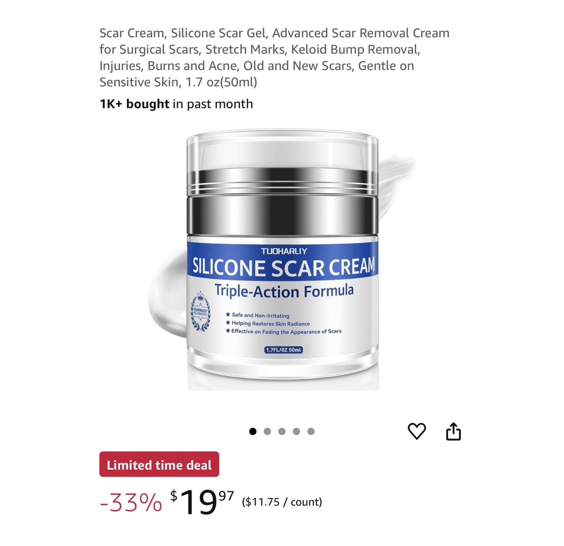 Brand new Scar Cream, Silicone Scar Gel, Advanced Scar Removal Cream for Surgical Scars, Stretch Marks, Keloid Bump Removal, Injuries, Burns and Acne,
