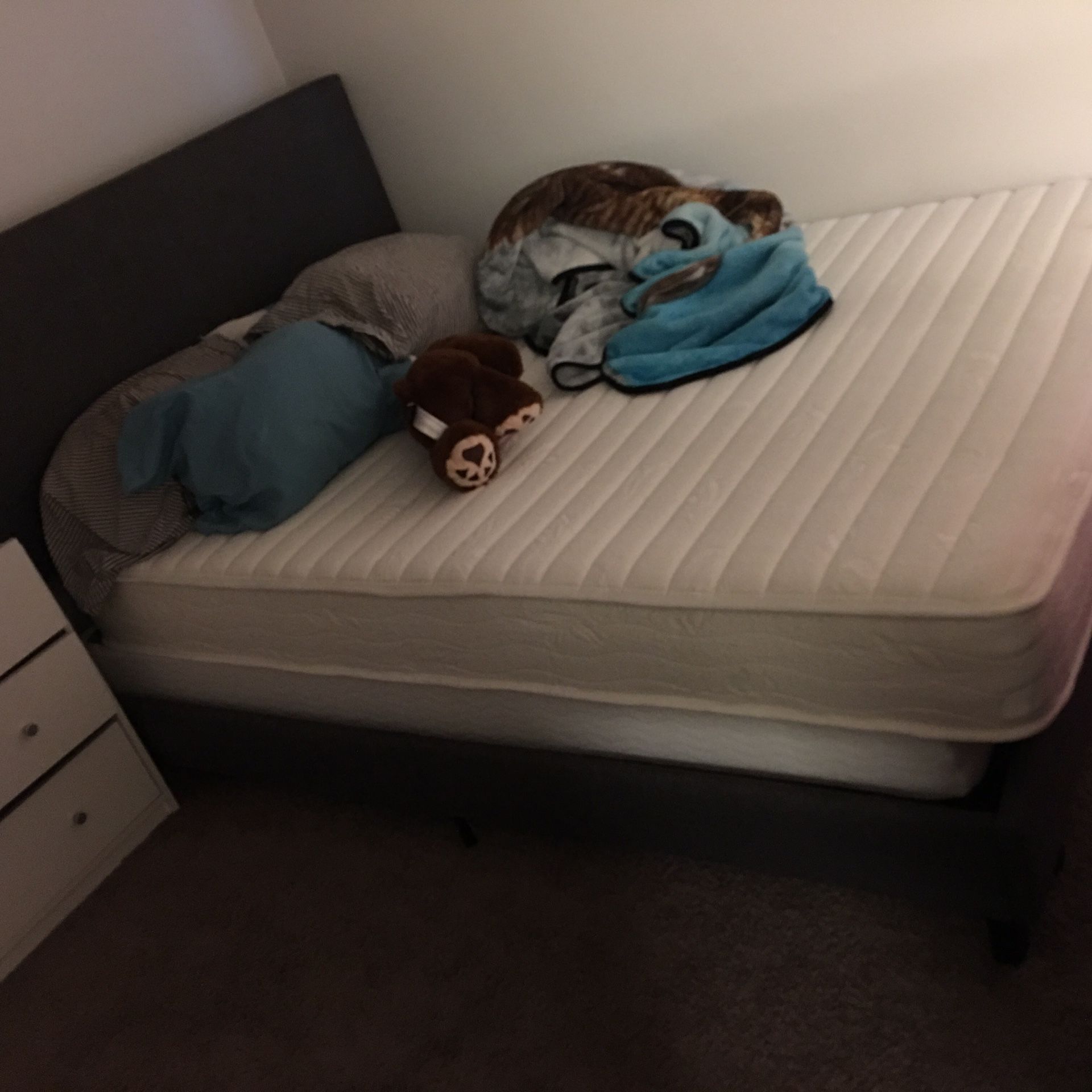 Mattress, box spring and bed frame