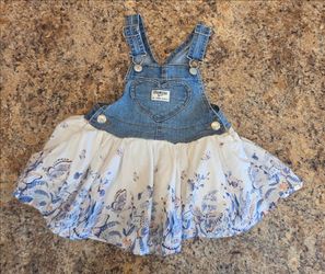 2T OshKosh B'gosh denim butterfly floral overall dress
