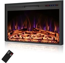 36" Width Electric Fireplace Inserts with Adjustable Flame Colors