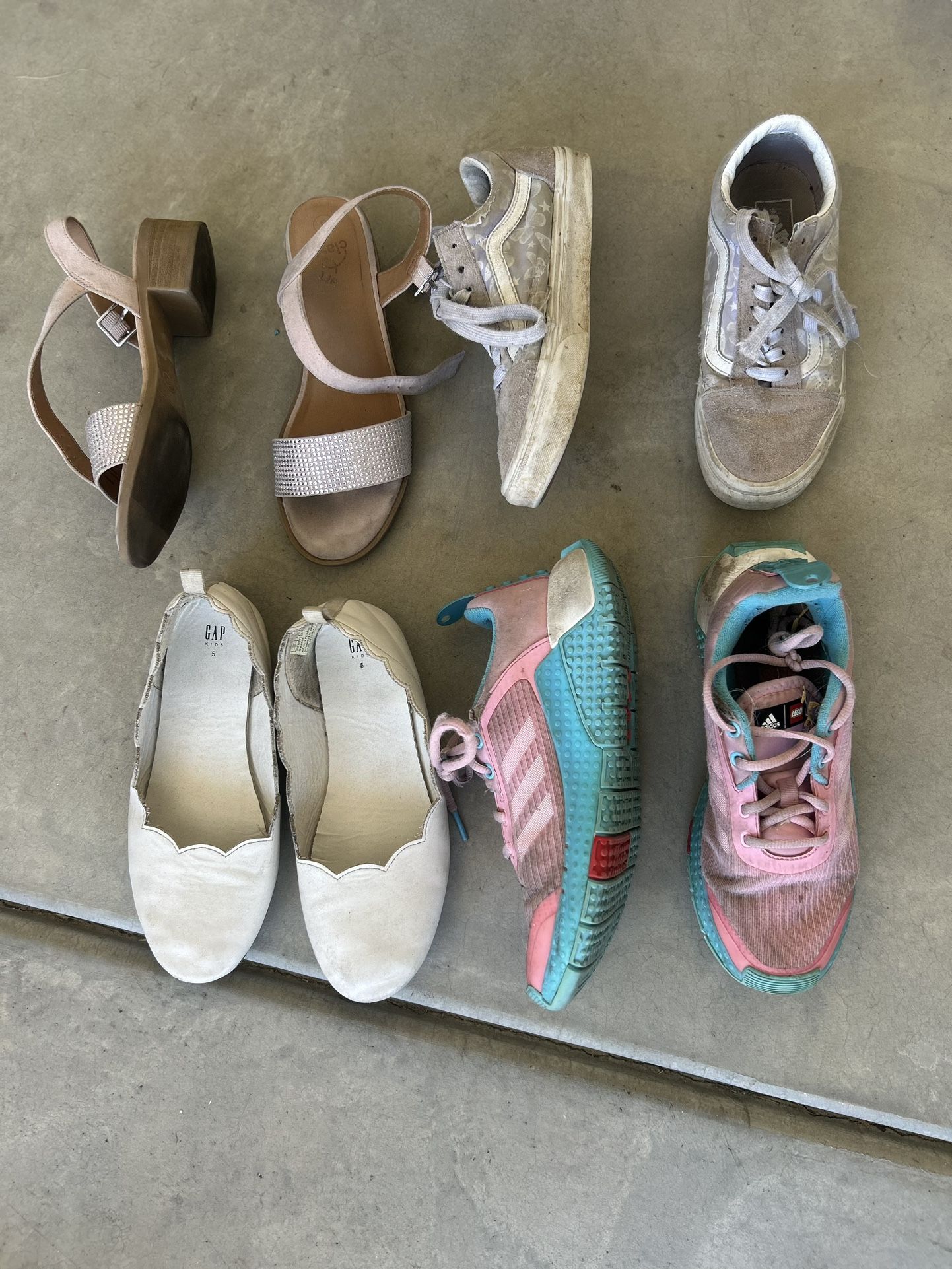 girls size 5 shoes bundle lot old school vans pink high heels adidas lego shoes ivory scallop gap