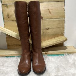 Isaac Mizrahi Live! MEDIUM CALF Leather Riding Boots   ANGELA BROWN 7.5 M WC