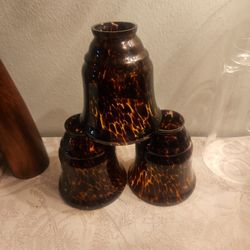 Sunshine Georgeous Tortoiseshell Glass Bell Lamp Shade  Hand BLOWN