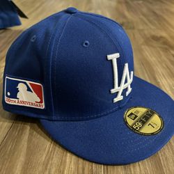 Los Angeles Dodgers New Era Fitted Hat Anniversary Patch Size 7 1/2 