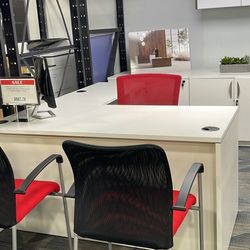 HERIDAN MANAGER L-DESK 60"W X 72"D L-SHAPED DESK WITH LOCKING HANGING BOX/FILE PEDESTAL, WHITE