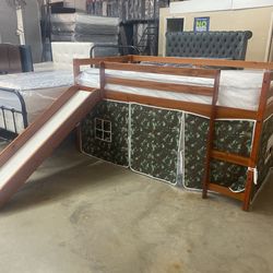 Twin bunk bed and mattress