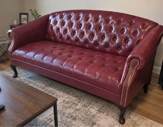 Burgundy Tufted Sofa