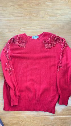 Salvage Value of Beaded Red Sweater-