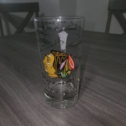 Vtg Chicago Blackhawks 1967 CHAMPION  Signature GLASS