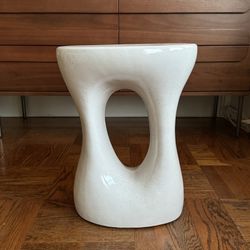 Ceramic Side Table, Speckled Off-White