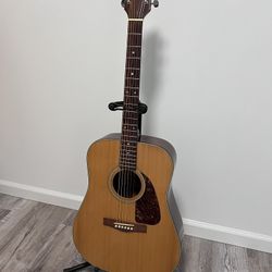 FENDER ACOUSTIC GUITAR MODEL F210, WITH CASE AND STAND