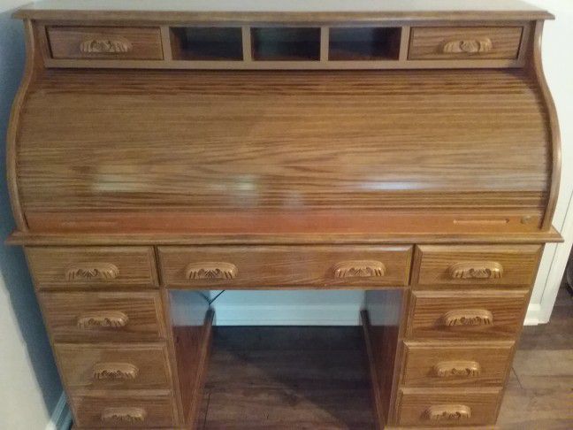 Roll Top Desk With Matching File Cabinet