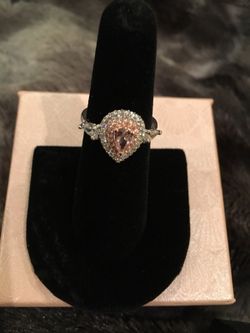 Sterling Silver Pink Inlaid Ring Size 7