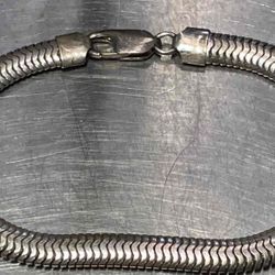 925 Silver Flattened Snake Chain Bracelet