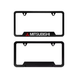 Brand New Universal 2PCS MITSUBISHI Metal Black License Plate Frame