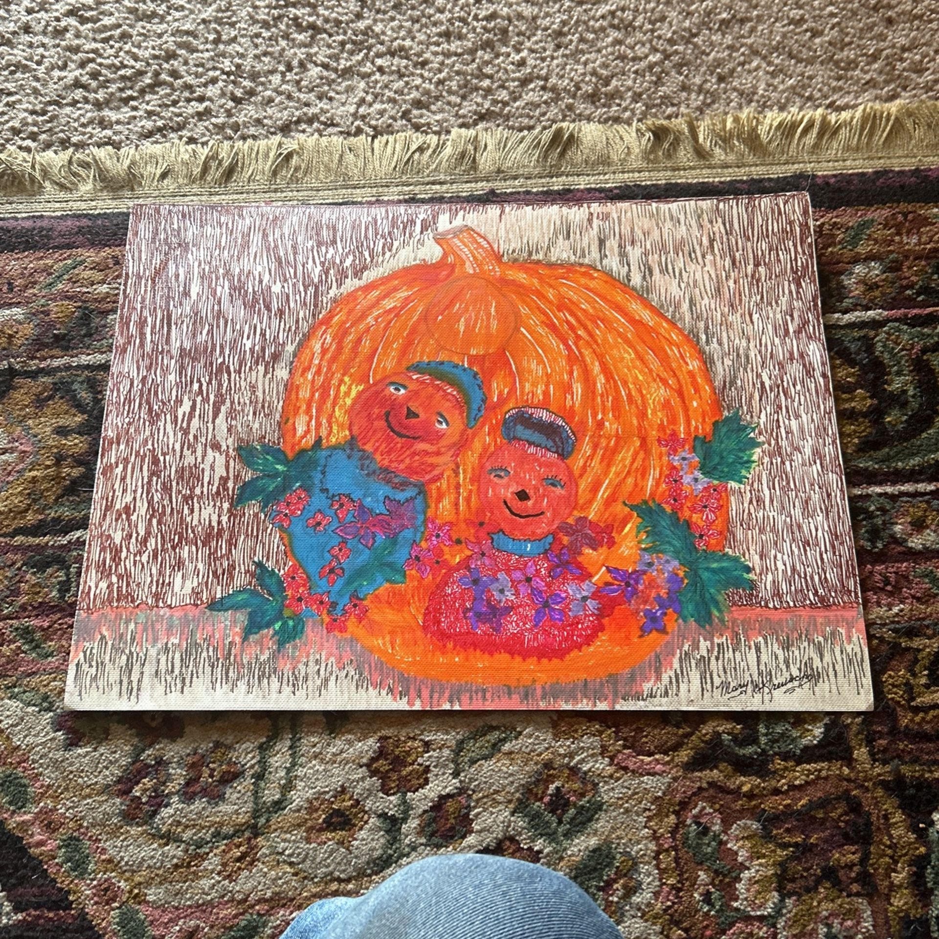 Signed Halloween Painting 
