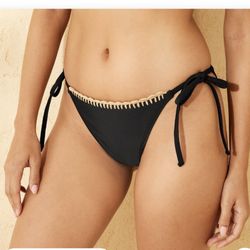 Knit trim cheeky bikini bottom xs