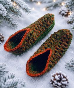 Hand-knitted wool slipper socks for men