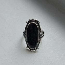 BLACK ONYX POLISHED CABECHON LADIES NEW SIZE 8 CASUALTO DRESS TO IMPRESS RING 