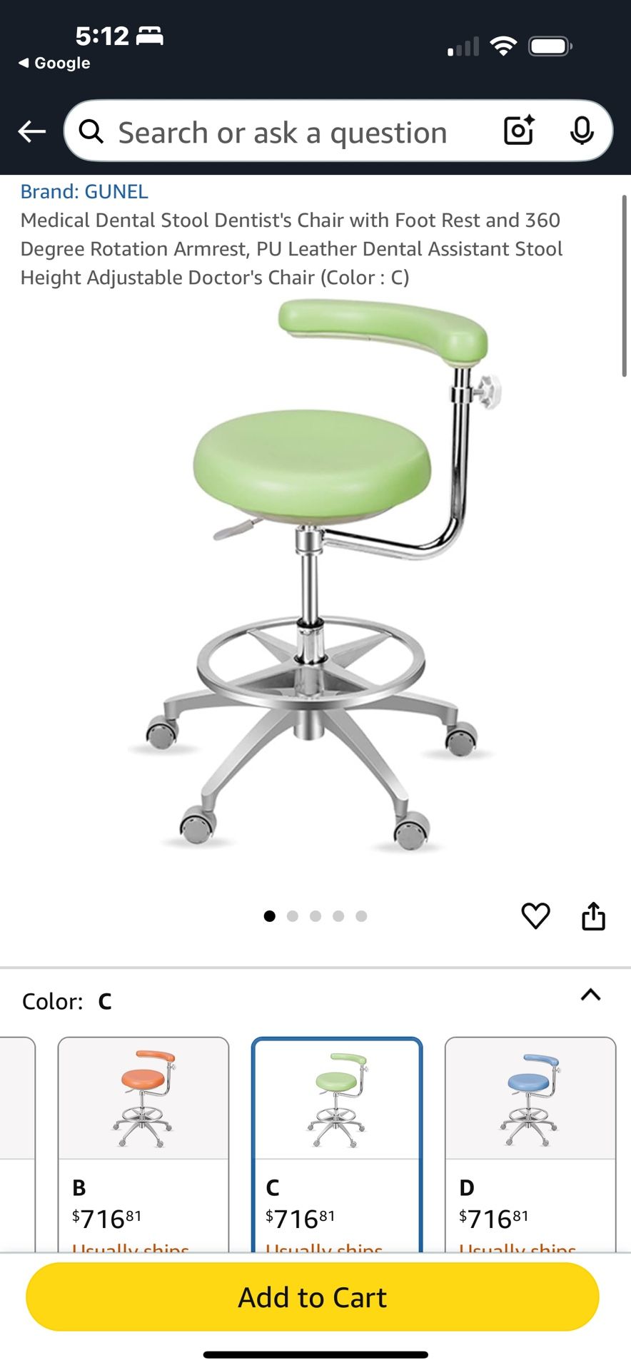 ADEC 1622 Dental Assistant Stool
