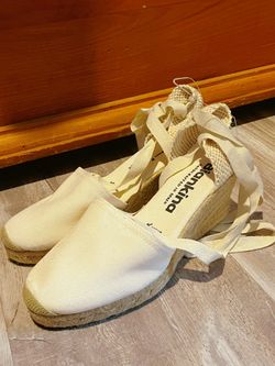 New Biankina Almanera Sustainable, Eco Friendly, Vegan Canvas Espadrille Wedges - Beige Tan Size 8
