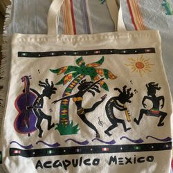 Vintage Acapulco Mexico Zippered Tote Bag 
