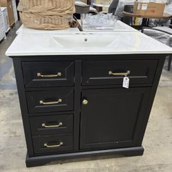 Sale $295 All Newly Assembled 36” Solid Wood Frame Bathroom Vanity with Sink Storage Cabinet 