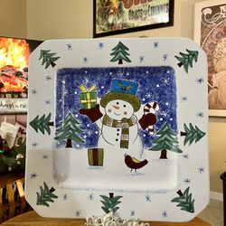 Christmas Platter - Large Ceramic Snowman