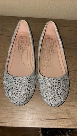 Silver Rhinestone Ballet Flats