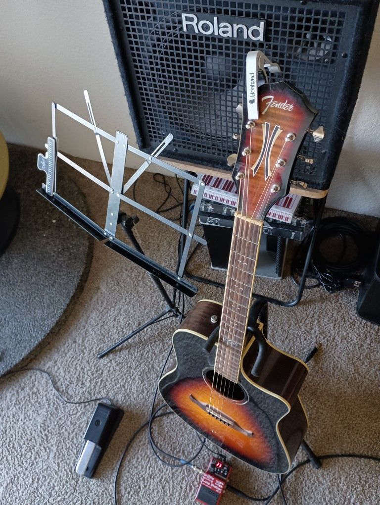 Electric Acoustic Guitar, Looping Pedal, Amp