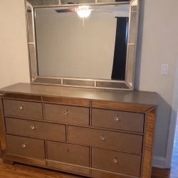 Champagne Gold Dresser with Mirror - 9 Drawers