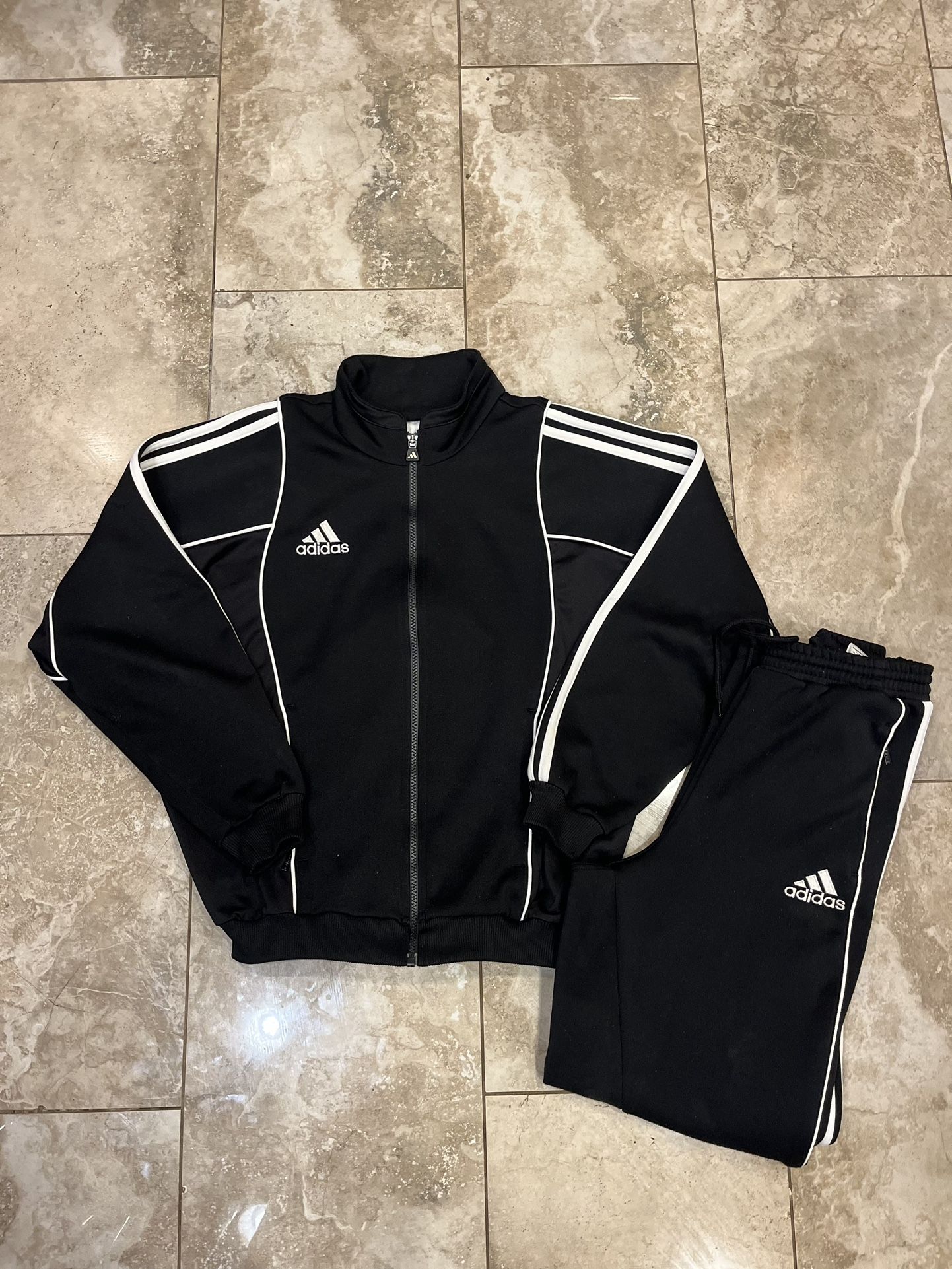 Vintage Y2K Adidas Three Stripe Tracksuit Set Jacket & Pants 2001 Sz Medium