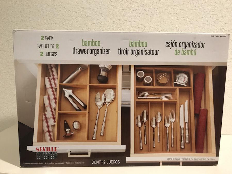 2 pack bamboo drawer organizer