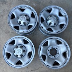 OEM Toyota 16x7 Steel Wheels Rims Set of 4 w/ TPMS Sensors & Center Caps – 6 Lug