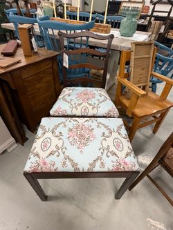 Restored Antique Mahogany Chair and Stool Set